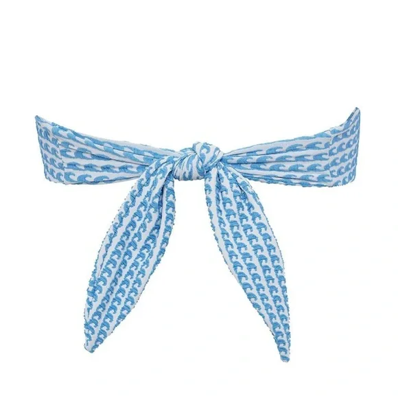 Montce Swim Bikini Set NWT Wave Repeat Tori Ties Bandeau Top & Lulu Bottoms S - Picture 10 of 13